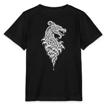 Der Drachensteven – Langschiff im Flechtwerk - Stanley/Stella Kinder T-Shirt MINI CREATOR  - Schwarz - Vorne - Mikhail (115cm)