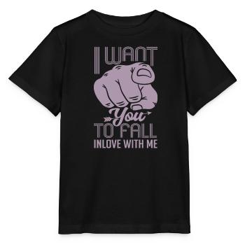 Index finger I want you to fall in love - Stanley/Stella MINI CREATOR Kids’ T-Shirt - black - Front - Mikhail (115cm)