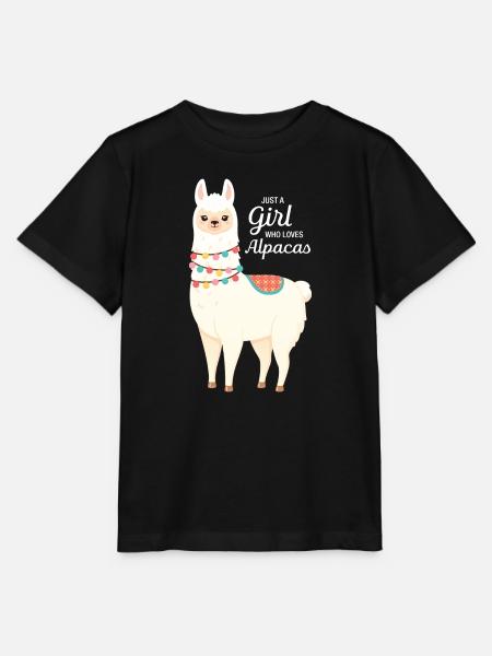 Just A Girl Who Loves Alpaca Alpaka Lama - Stanley/Stella Kinder T-Shirt MINI CREATOR  - Schwarz