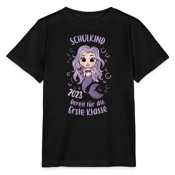 Schulkind 2023 Meerjungfrau Bereit Einschulung - Stanley/Stella Kinder T-Shirt MINI CREATOR  - Schwarz - Vorne - Mikhail (115cm)