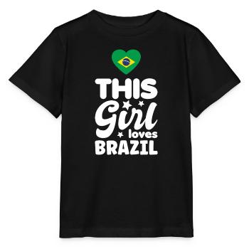 Brasilien Flagge Brasilianische Fahne Südamerika - Stanley/Stella Kinder T-Shirt MINI CREATOR  - Schwarz - Vorne - Mikhail (115cm)