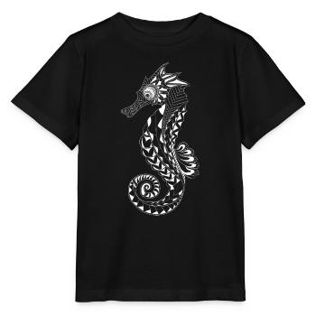 Tatouage Polynésien Hippocampe Maori - T-shirt bio MINI CREATOR Stanley/Stella Enfant - noir - Devant - Mikhail (115cm)