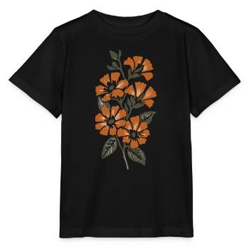 Retro Surf Sixties Orange Flowers - Stanley/Stella MINI CREATOR Kids’ T-Shirt - black - Front - Mikhail (115cm)