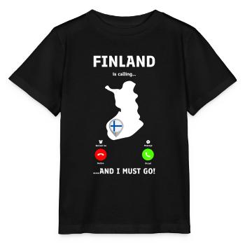 Finland Is Calling - Funny Incoming Call Design - Stanley/Stella MINI CREATOR Kids’ T-Shirt - black - Front - Mikhail (115cm)