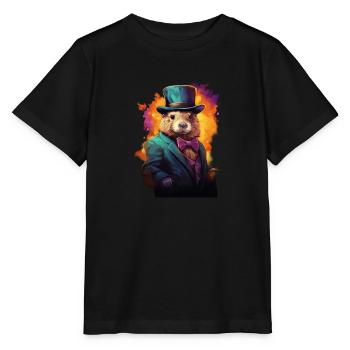 Bieber im Anzug - Stanley/Stella Kinder T-Shirt MINI CREATOR  - Schwarz - Vorne - Mikhail (115cm)
