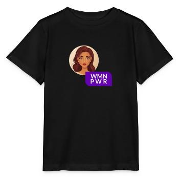 WMN PWR - Visage Féminin - 02 - T-shirt bio MINI CREATOR Stanley/Stella Enfant - noir - Devant - Mikhail (115cm)