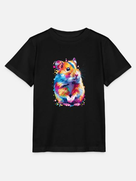 Niedlicher Hamster Regenbogenfarben - Stanley/Stella Kinder T-Shirt MINI CREATOR - Schwarz