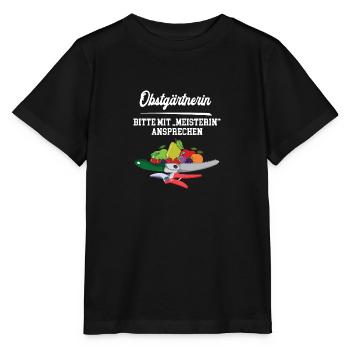 Obstgärtnerin Meisterin Obstgärtnermeisterin - Stanley/Stella Kinder T-Shirt MINI CREATOR  - Schwarz - Vorne - Mikhail (115cm)