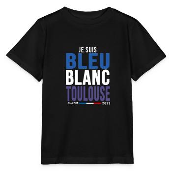 football je suis bleu blanc Toulouse supporters - T-shirt bio MINI CREATOR Stanley/Stella Enfant - noir - Devant - Mikhail (115cm)