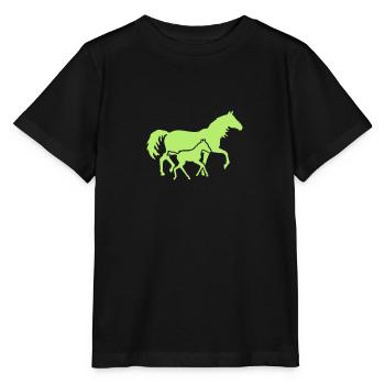 Fohlen mit Stute - Stanley/Stella Kinder T-Shirt MINI CREATOR  - Schwarz - Vorne - Mikhail (115cm)