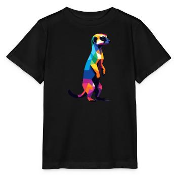Erdmännchen in großen Pixeln Cool, Savannah Bunt - Stanley/Stella Kinder T-Shirt MINI CREATOR  - Schwarz - Vorne - Mikhail (115cm)