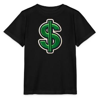 Grüner Dollar-Patch Stickerei - Stanley/Stella Kinder T-Shirt MINI CREATOR  - Schwarz - Vorne - Mikhail (115cm)