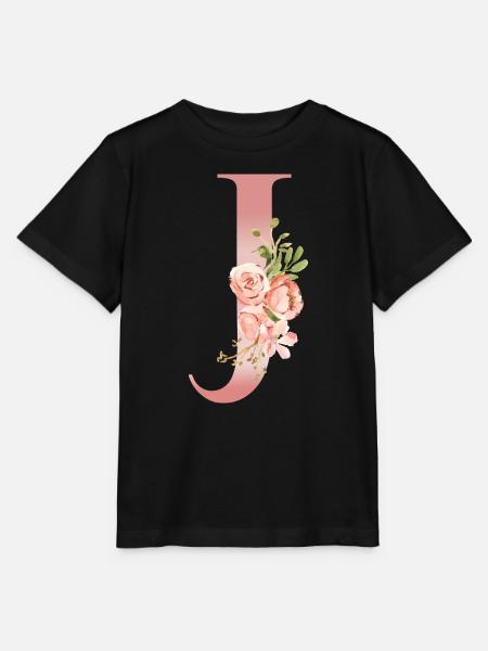Monogramm J Blumen-Aquarell - Stanley/Stella Kinder T-Shirt MINI CREATOR - Schwarz