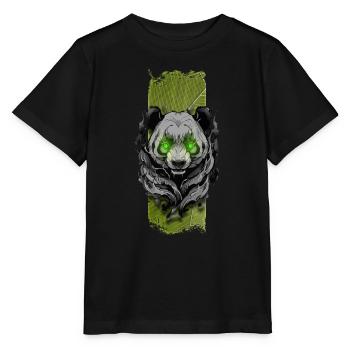 Tranquil Jade: Sanfter grünäugiger Panda - Stanley/Stella Kinder T-Shirt MINI CREATOR  - Schwarz - Vorne - Mikhail (115cm)