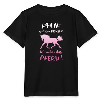Whistle at the prince, I take the horse, saying - Stanley/Stella MINI CREATOR Kids’ T-Shirt - black - Front - Mikhail (115cm)