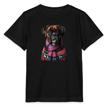 Deutscher Boxer Weihnachten - Stanley/Stella Kinder T-Shirt MINI CREATOR  - Schwarz - Vorne - Mikhail (115cm)