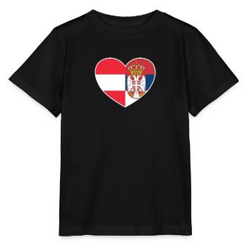 Austria - Serbia - heart - Stanley/Stella MINI CREATOR Kids’ T-Shirt - black - Front - Mikhail (115cm)