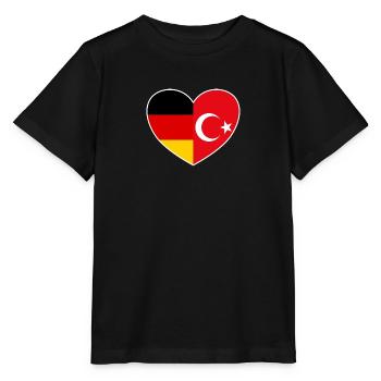 Deutschland - Türkei - Herz - Stanley/Stella Kinder T-Shirt MINI CREATOR  - Schwarz - Vorne - Mikhail (115cm)