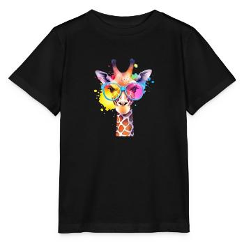 Girafe fraîche colorée avec des lunettes de soleil - T-shirt bio MINI CREATOR Stanley/Stella Enfant - noir - Devant - Mikhail (115cm)