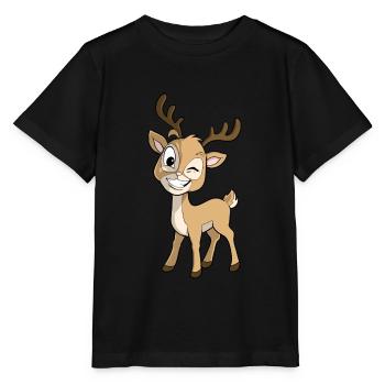 Reh Hirsch Rotwild Rentier - Stanley/Stella Kinder T-Shirt MINI CREATOR  - Schwarz - Vorne - Mikhail (115cm)