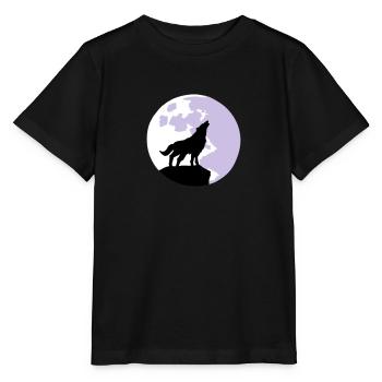wolf and full moon - Stanley/Stella MINI CREATOR Kids’ T-Shirt - black - Front - Mikhail (115cm)