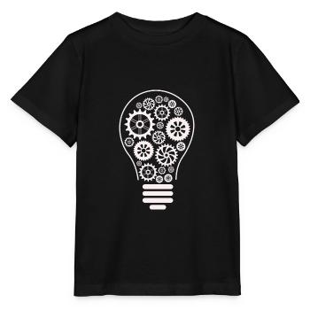 Birne - Glühbirne - Lampe - Strom - Stanley/Stella Kinder T-Shirt MINI CREATOR  - Schwarz - Vorne - Mikhail (115cm)