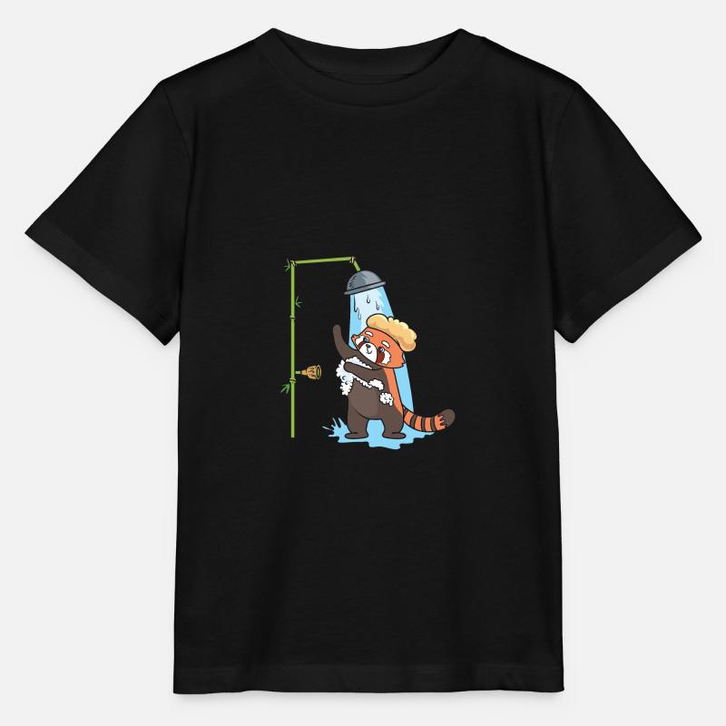 Un panda rouge prend une douche. - T-shirt bio MINI CREATOR Stanley/Stella Enfant - noir