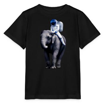 Astronaut on elephant adventure - Stanley/Stella MINI CREATOR Kids’ T-Shirt - black - Front - Mikhail (115cm)