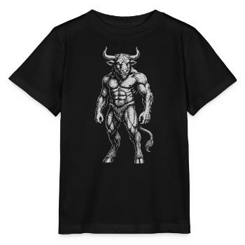 Mythical Minotaur Ink Illustration - Stanley/Stella MINI CREATOR Kids’ T-Shirt - black - Front - Mikhail (115cm)
