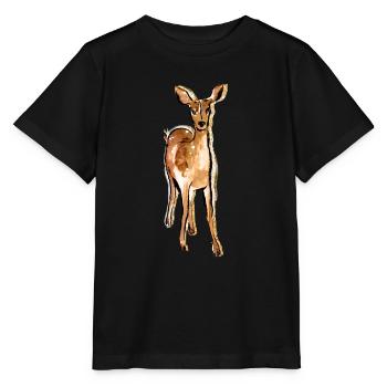 Nette Hand gezeichnete Rotwild - Stanley/Stella Kinder T-Shirt MINI CREATOR  - Schwarz - Vorne - Mikhail (115cm)