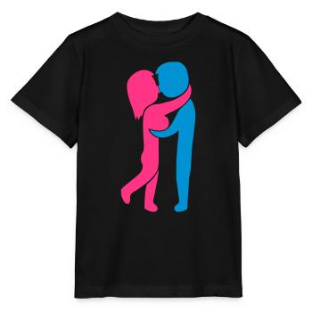 Couple in love kisses - Stanley/Stella MINI CREATOR Kids’ T-Shirt - black - Front - Mikhail (115cm)