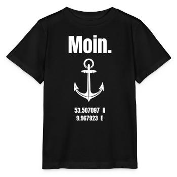 Moin. Koordinaten Hamburger Hafen - Stanley/Stella Kinder T-Shirt MINI CREATOR  - Schwarz - Vorne - Mikhail (115cm)
