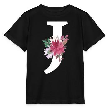 Lettre j floral - T-shirt bio MINI CREATOR Stanley/Stella Enfant - noir - Devant - Mikhail (115cm)