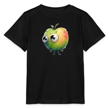 Cute apple character with googly eyes - Stanley/Stella MINI CREATOR Kids’ T-Shirt - black - Front - Mikhail (115cm)