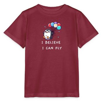 Pingouin « Je crois que je peux voler » - T-shirt bio MINI CREATOR Stanley/Stella Enfant - bordeaux - Devant - Kain (125cm)