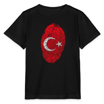T-shirt imprimé "drapeau Turque" - T-shirt bio MINI CREATOR Stanley/Stella Enfant - noir - Devant - Mikhail (115cm)