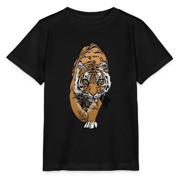 Tiger predator motif animal motif - Stanley/Stella MINI CREATOR Kids’ T-Shirt - black - Front - Mikhail (115cm)