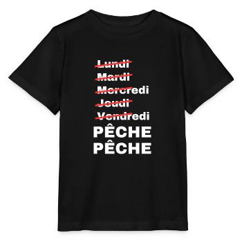 week-end pêche - T-shirt bio MINI CREATOR Stanley/Stella Enfant - noir - Devant - Mikhail (115cm)
