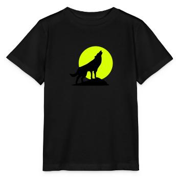 Wolf und Vollmond - Stanley/Stella Kinder T-Shirt MINI CREATOR  - Schwarz - Vorne - Mikhail (115cm)