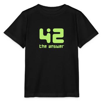 42, the Answer Antwort Galaxis Science Fiction UFO - Stanley/Stella Kinder T-Shirt MINI CREATOR  - Schwarz - Vorne - Mikhail (115cm)