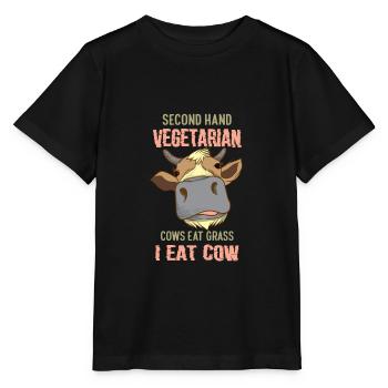 Second Hand Vegetarian Funny Meat Lover Anti Vegan - Stanley/Stella MINI CREATOR Kids’ T-Shirt - black - Front - Mikhail (115cm)