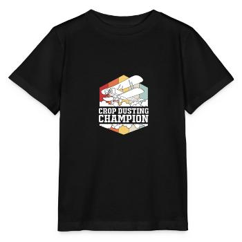 Crop Duster Airplane Pilot Gift - Stanley/Stella MINI CREATOR Kids’ T-Shirt - black - Front - Mikhail (115cm)