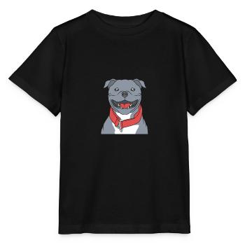 Staffordshire Bullterrier - Stanley/Stella Kinder T-Shirt MINI CREATOR  - Schwarz - Vorne - Mikhail (115cm)