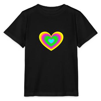 Heart colorful neon - Stanley/Stella MINI CREATOR Kids’ T-Shirt - black - Front - Mikhail (115cm)