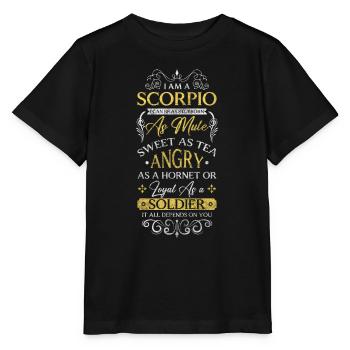 Superstition de l’astrologie du zodiaque du Scorpion - T-shirt bio MINI CREATOR Stanley/Stella Enfant - noir - Devant - Mikhail (115cm)