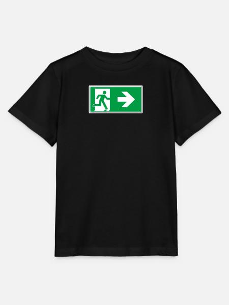 escape route sticker sign emergency exit right go - Stanley/Stella MINI CREATOR Kids’ T-Shirt - black