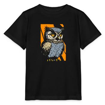 Owls Artsy Animal Wildlife Forest Animal - Stanley/Stella MINI CREATOR Kids’ T-Shirt - black - Front - Mikhail (115cm)