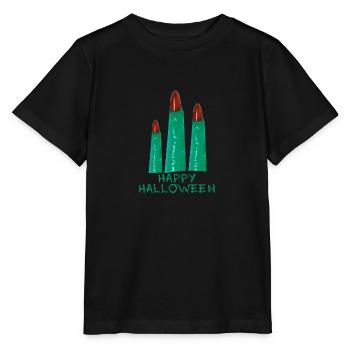 halloween,finger,happy halloween,green fingers, - Stanley/Stella MINI CREATOR Kids’ T-Shirt - black - Front - Mikhail (115cm)