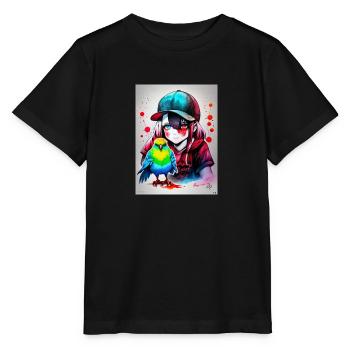 Farbe Papageienmädchen - Stanley/Stella Kinder T-Shirt MINI CREATOR  - Schwarz - Vorne - Mikhail (115cm)