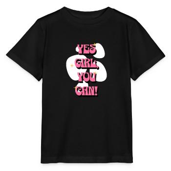 les filles, tu peux ! | Affirmations positives rose - T-shirt bio MINI CREATOR Stanley/Stella Enfant - noir - Devant - Mikhail (115cm)